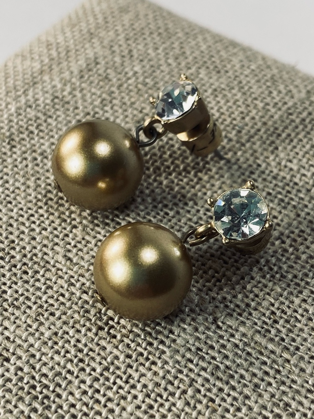 Kenneth Cole Gold Pearl Drop Earrings with Clear Crystal Studs